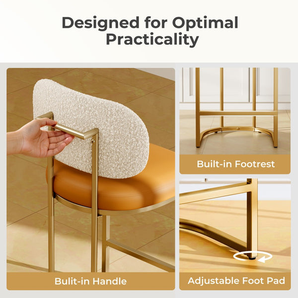 Modern PU and Chenille Counter Height Bar Stool