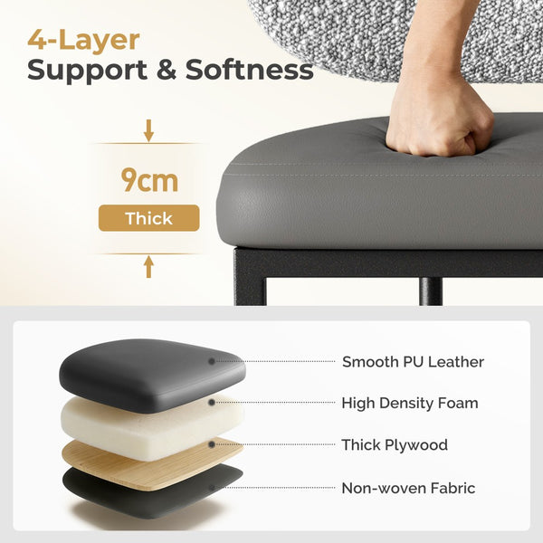 Modern PU and Chenille Counter Height Bar Stool