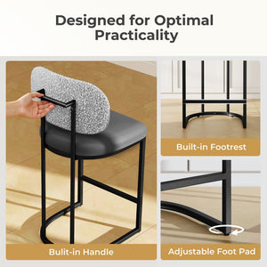 Modern PU and Chenille Counter Height Bar Stool
