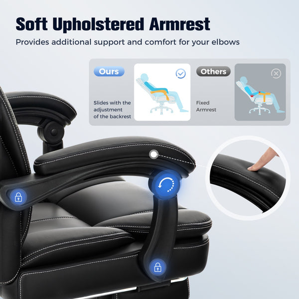 Faux Leather High-Back Reclining Executive Office Chair with Footrest