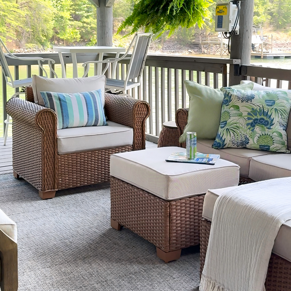 Classic Rattan Garden Sofa Set with Footstools