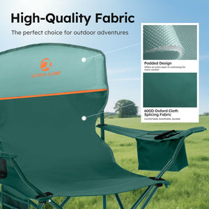 Set of 2 Heavy Duty Folding Camping Chairs with Armrests