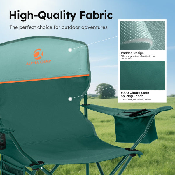 Set of 2 Heavy Duty Folding Camping Chairs with Armrests