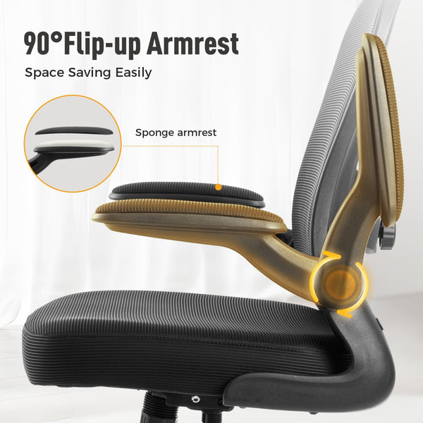 Ergonomic Mesh Office Chair with Flip-Up Armrests & Adjustable Lumbar Support