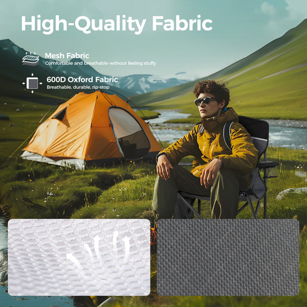 Set of 2 Mesh Folding Camping Chairs with Armrests