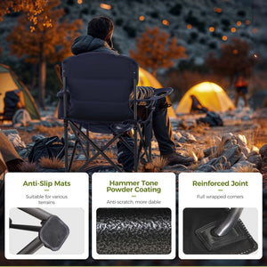 Navy Blue Thick Padded Camping Chair with Armrests