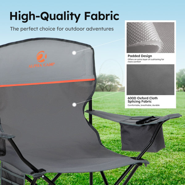 Set of 2 Heavy Duty Folding Camping Chairs with Armrests