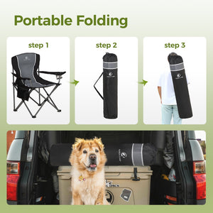 Set of 2 Folding Camping Chairs with Armrests
