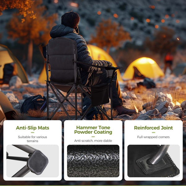 Green Thick Padded Camping Chair with Armrests