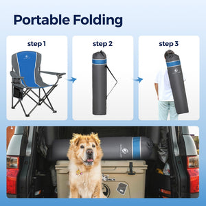 Set of 2 Folding Camping Chairs with Armrests