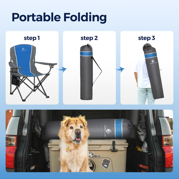 Set of 2 Folding Camping Chairs with Armrests