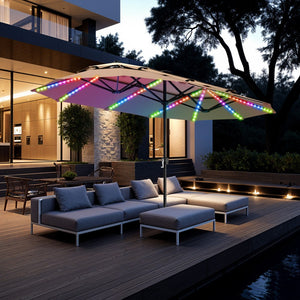3.8m 2 Tier Double-Sided Patio Vented Umbrella with Base