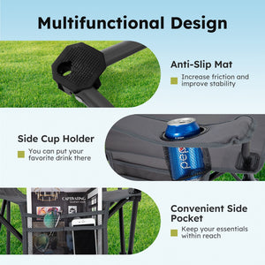 Set of 2 Heavy Duty Folding Camping Chairs with Armrests