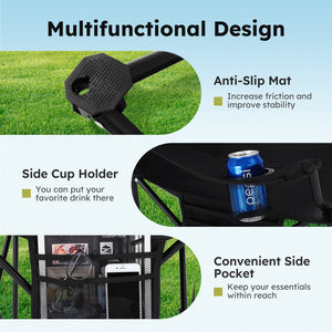 Set of 2 Heavy Duty Folding Camping Chairs with Armrests