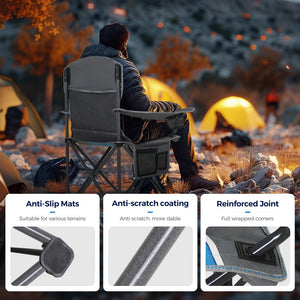 Set of 2 Folding Camping Chairs with Armrests