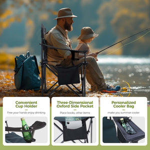 Green Thick Padded Camping Chair with Armrests