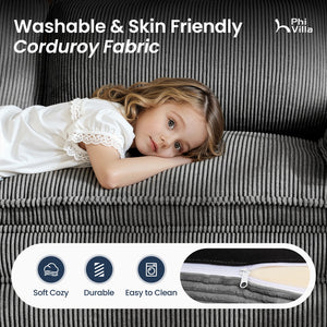 U‑Shaped Cosy Corduroy Sofa with Chaise