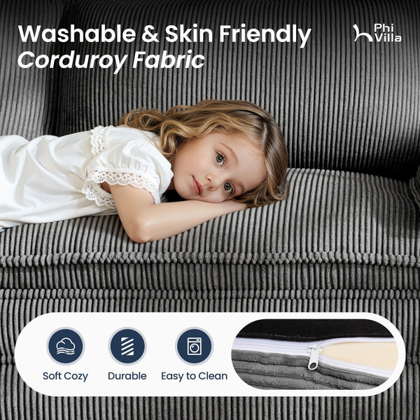 U‑Shaped Cosy Corduroy Sofa with Chaise