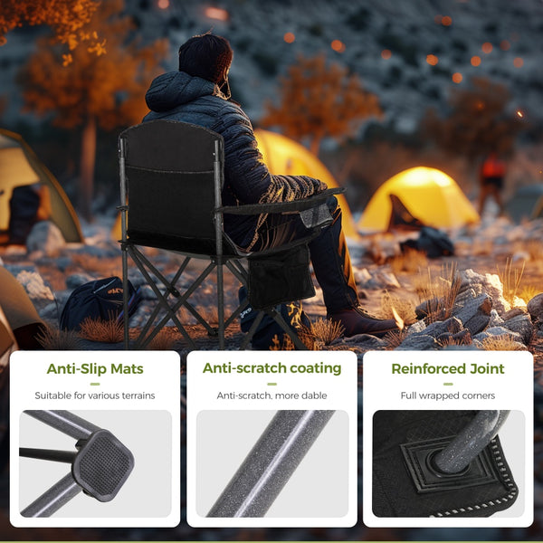 Set of 2 Folding Camping Chairs with Armrests