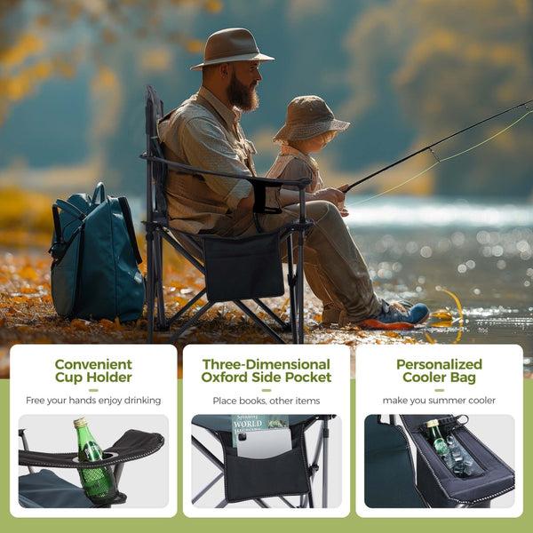 Green Thick Padded Camping Chair with Armrests