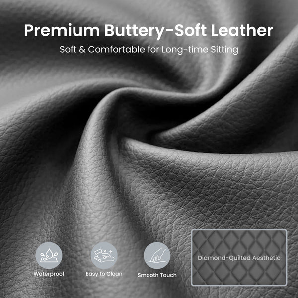 Diamond-Quilted PU Leather Office Chair with Flip-Up Armrests