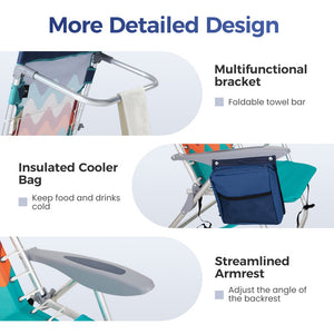 Set of 2 Adjustable Beach Chairs with Cooler Bag