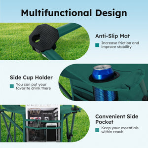 Set of 2 Heavy Duty Folding Camping Chairs with Armrests