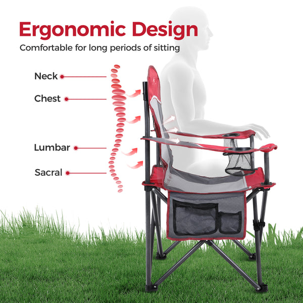 Set of 2 Mesh Folding Camping Chairs with Armrests