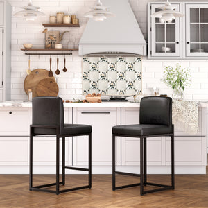 Counter Height PU Leather Bar Stool with Backrest