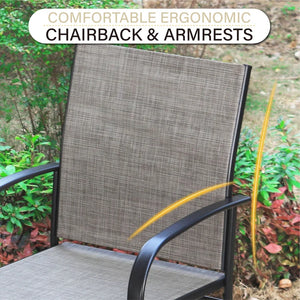 Phi Villa 5 Piece Garden Dining Set with 4 Fixed Textilene Chairs and Table