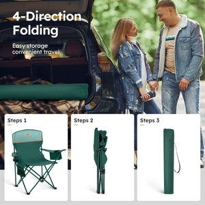 Set of 2 Heavy Duty Folding Camping Chairs with Armrests