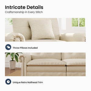 4‑Seater Charleston Corner Linen Effect Sofa with Ottoman