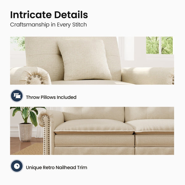 4‑Seater Charleston Corner Linen Effect Sofa with Ottoman