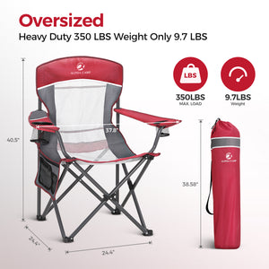 Set of 2 Mesh Folding Camping Chairs with Armrests