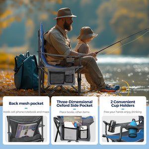 Set of 2 Folding Camping Chairs with Armrests