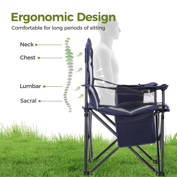 Navy Blue Thick Padded Camping Chair with Armrests