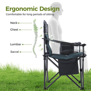Green Thick Padded Camping Chair with Armrests