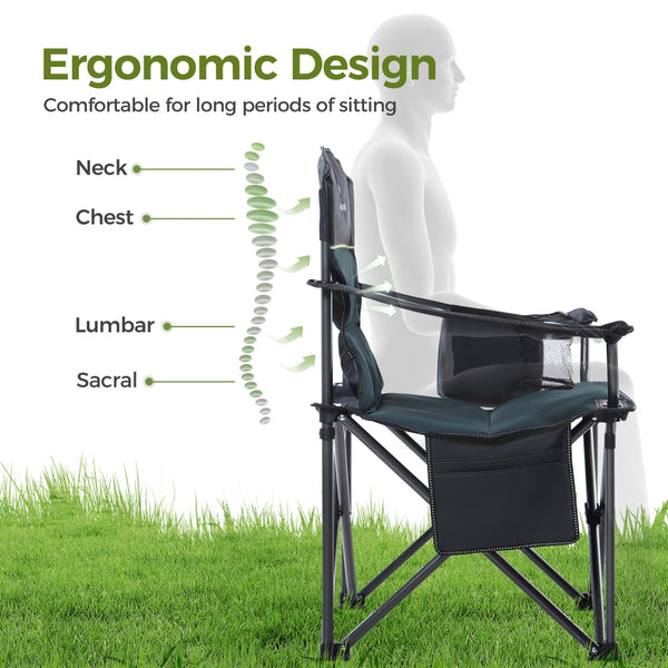 Green Thick Padded Camping Chair with Armrests