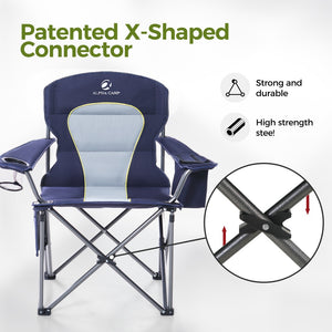 Navy Blue Thick Padded Camping Chair with Armrests