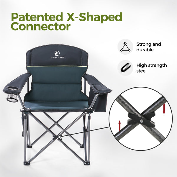 Green Thick Padded Camping Chair with Armrests