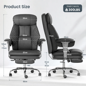Faux Leather High-Back Executive Office Chair with Footrest & Adjustable Armrests