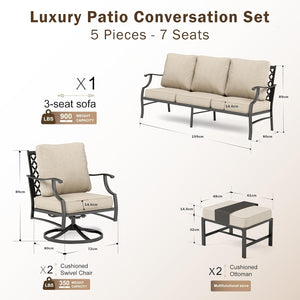 7-Seater Garden Metal Diamond Sofa with Ottomans