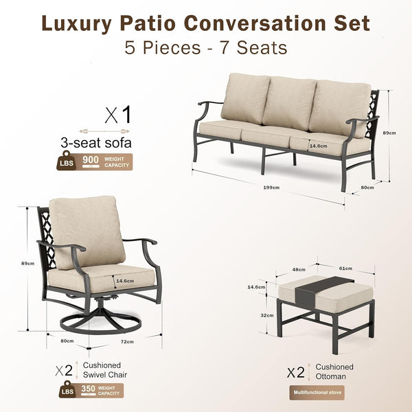 7-Seater Garden Metal Diamond Sofa with Ottomans
