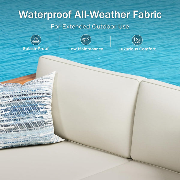 Outdoor 3-Piece Rattan Sofa Set, L-Shaped with Table