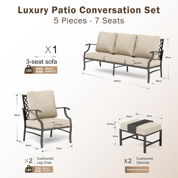 7-Seater Garden Metal Diamond Sofa with Ottomans