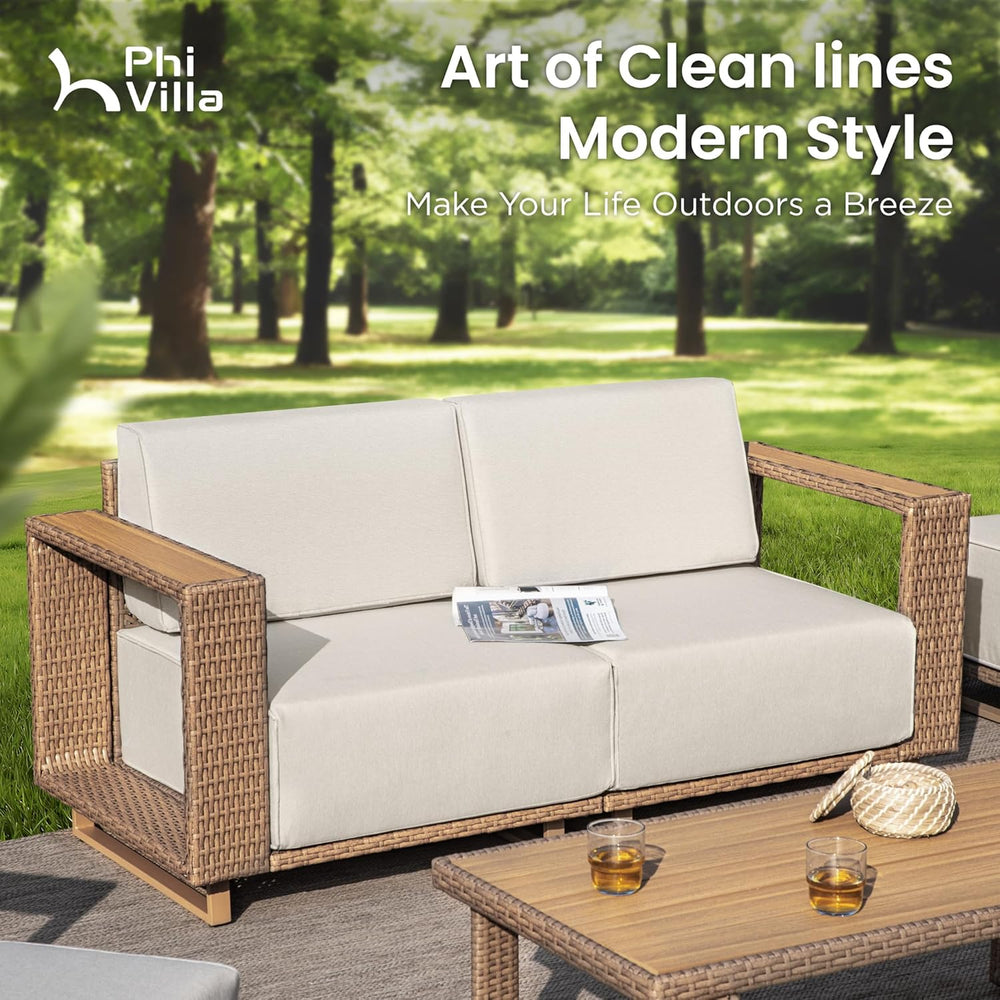 Catalina 6-Seater Modern Patio Sectional Rattan Sofa Set