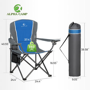Set of 2 Folding Camping Chairs with Armrests