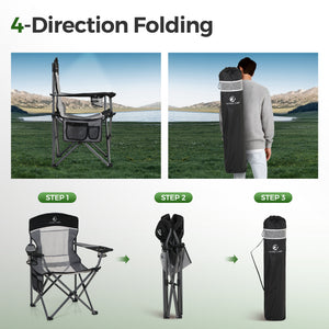 Set of 2 Mesh Folding Camping Chairs with Armrests