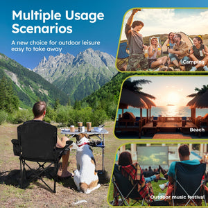 Set of 2 Heavy Duty Folding Camping Chairs with Armrests