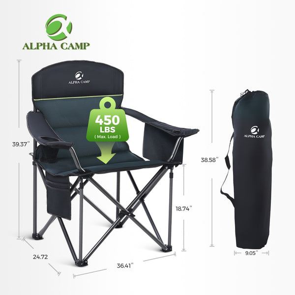 Green Thick Padded Camping Chair with Armrests